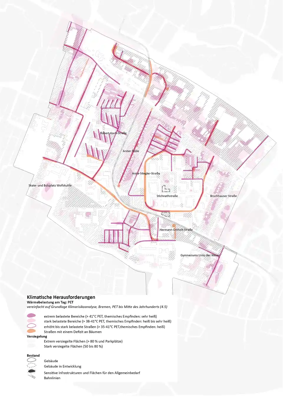 Analysekarte Klimatische Herausforderung, bgmr Landschaftsarchitekten, 2024