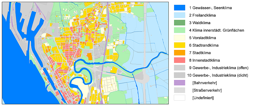 Ausschnitt aus der Klimatopkarte für Bremerhaven. Quelle: GEO-NET 2016