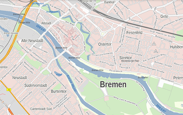 Bildschirmfoto Stadtplan Bremen des Klimainformationssystems Bremen. Quelle: SKUMS