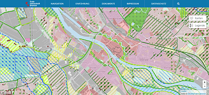 Das Bild zeigt ein Bildschirmfoto des Online-Angebots des Landschaftsprogramms der Stadtgemeinde Bremen. 